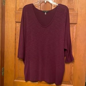 Beautiful burgandy top with dolman sleeves. Size L - EUC
